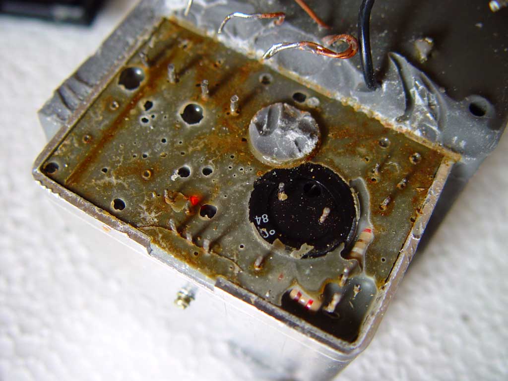 With the PCB removed component
 outlines can be seen