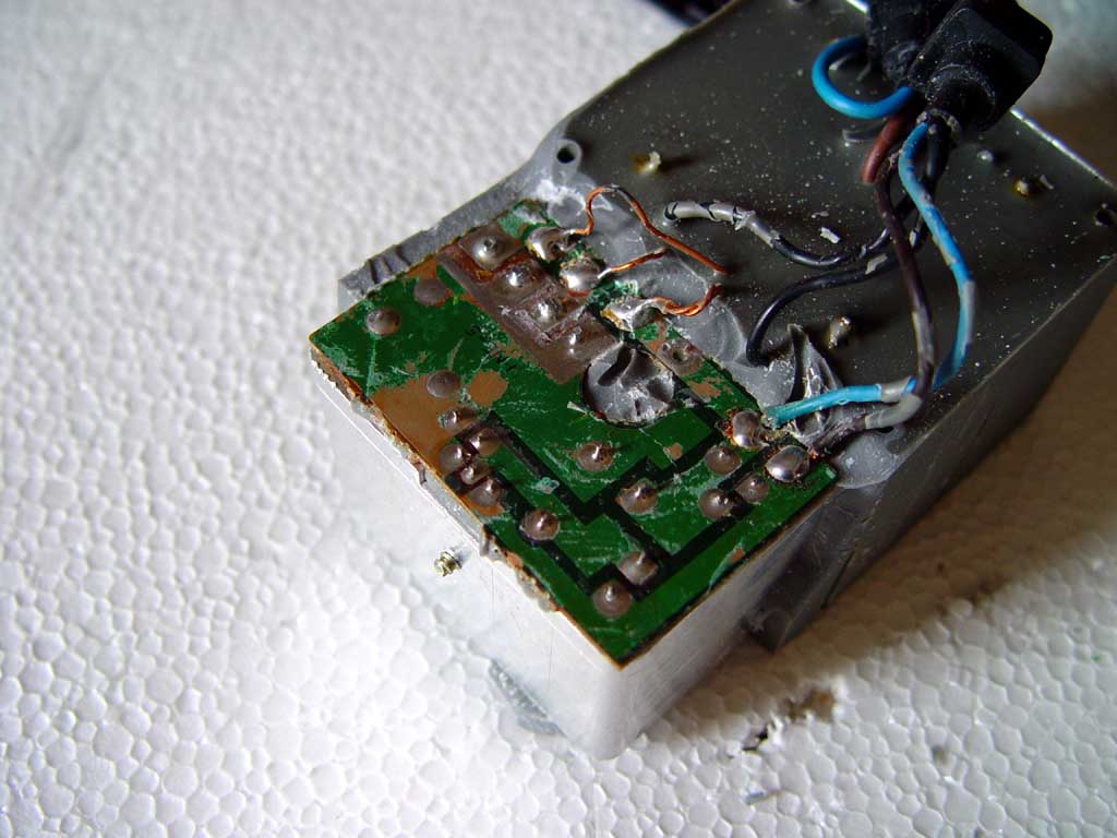 The resin has been carefully
removed to expose the PCB