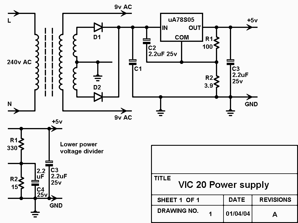 The Vic 20 PSU
circuit diagram